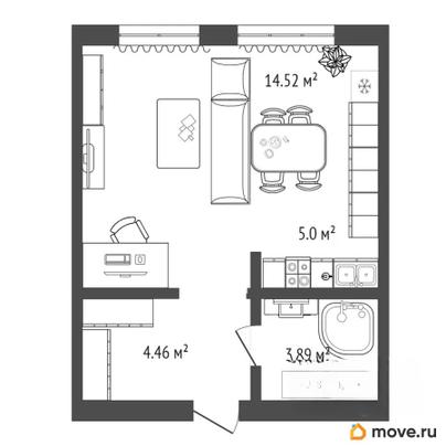 студия, 27.87 м&sup2;