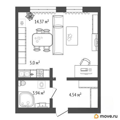 студия, 27.85 м&sup2;