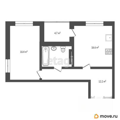 1-комн. квартира, 52.5 м&sup2;