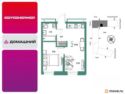 2-комн. квартира, 33.02 м&sup2;