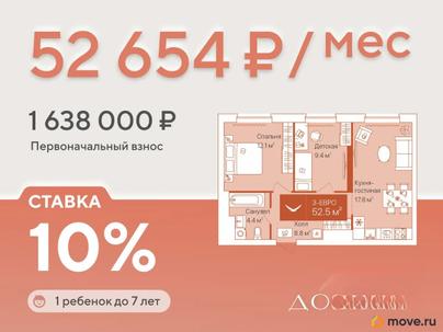 2-комн. квартира, 52.5 м&sup2;