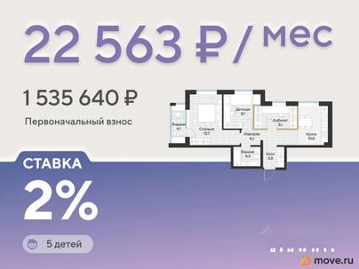 2-комн. квартира, 57.2 м&sup2;
