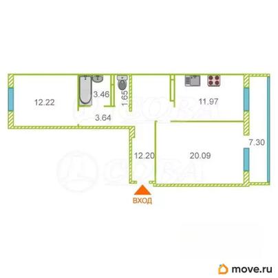 2-комн. квартира, 65.5 м&sup2;
