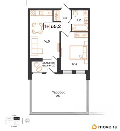 1-комн. квартира, 65.2 м&sup2;
