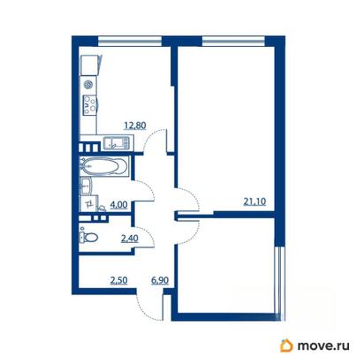 2-комн. квартира, 61.9 м&sup2;