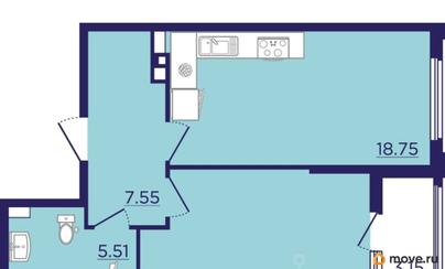1-комн. квартира, 48.44 м&sup2;