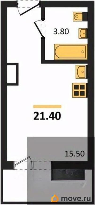 студия, 21.4 м&sup2;