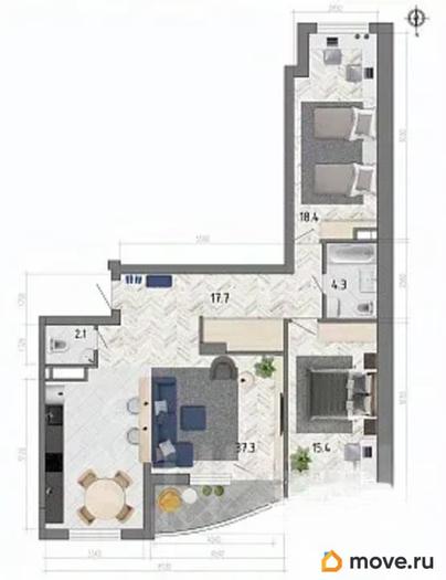 3-комн. квартира, 98 м&sup2;