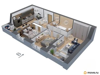 3-комн. квартира, 80.4 м&sup2;