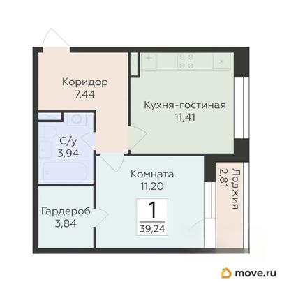 1-комн. квартира, 39.24 м&sup2;