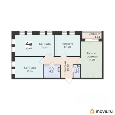 4-комн. квартира, 80.67 м&sup2;