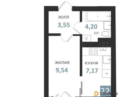 1-комн. квартира, 26.12 м&sup2;
