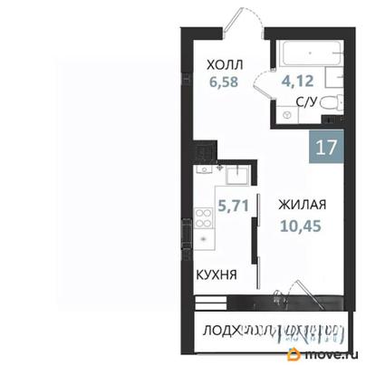 1-комн. квартира, 28.92 м&sup2;