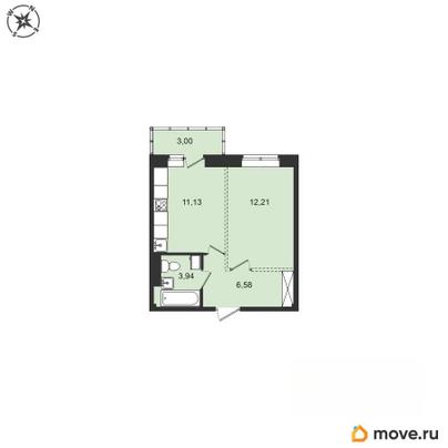 1-комн. квартира, 36.86 м&sup2;