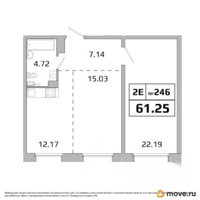 2-комн. квартира, 60.96 м&sup2;