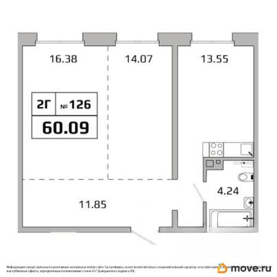 2-комн. квартира, 59.94 м&sup2;