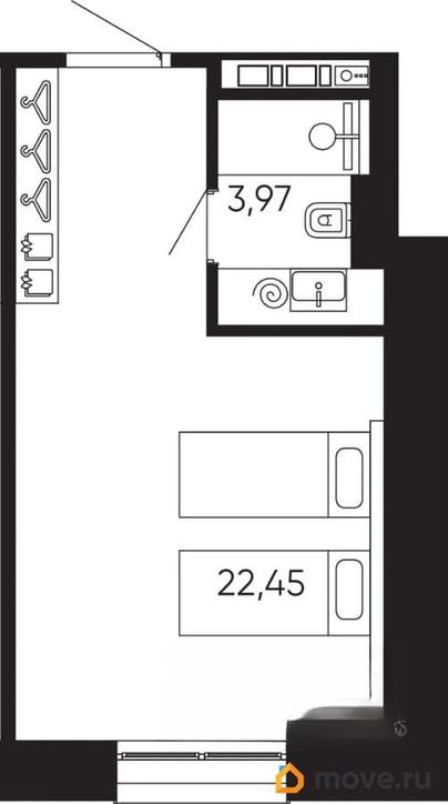 студия, 26.42 м&sup2;