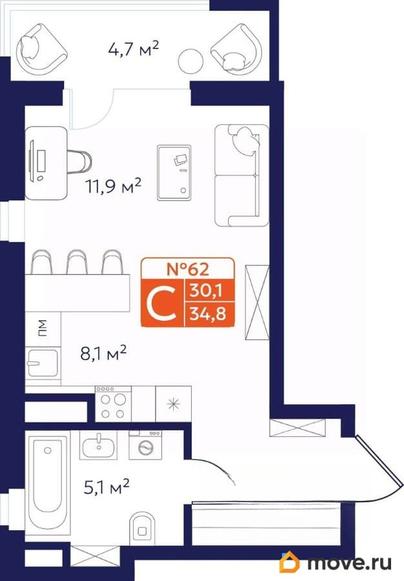 студия, 32.45 м&sup2;