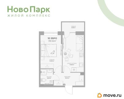 1-комн. квартира, 39.01 м&sup2;