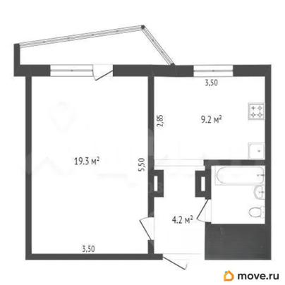 1-комн. квартира, 38.1 м&sup2;