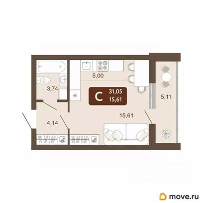 студия, 31.05 м&sup2;