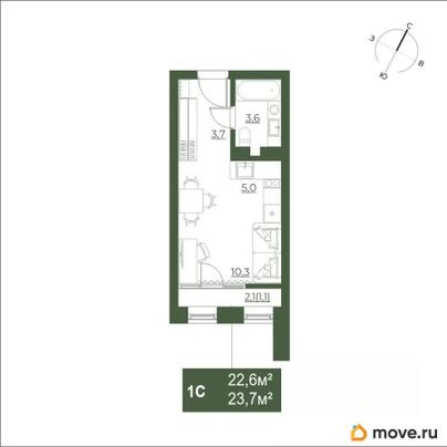 студия, 23.8 м&sup2;