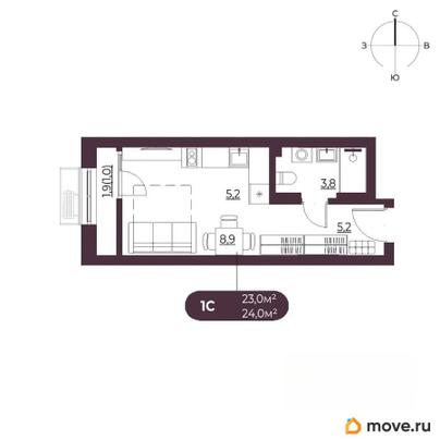 студия, 24 м&sup2;