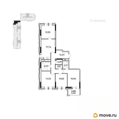 3-комн. квартира, 107.03 м&sup2;
