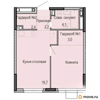 1-комн. квартира, 39.7 м&sup2;