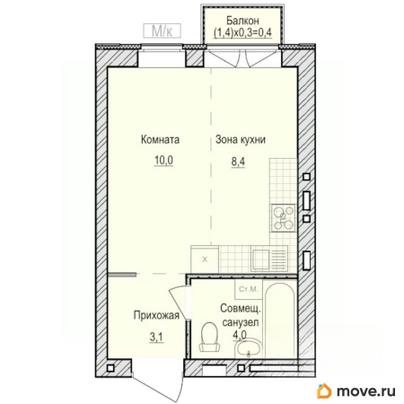 студия, 25.79 м&sup2;
