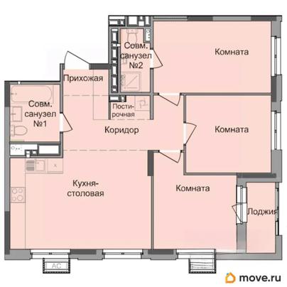 3-комн. квартира, 76.1 м&sup2;