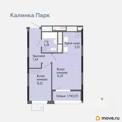 1-комн. квартира, 43.3 м&sup2;