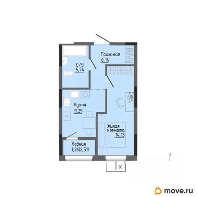 1-комн. квартира, 35.46 м&sup2;