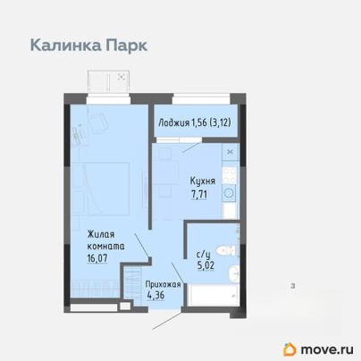1-комн. квартира, 33.47 м&sup2;