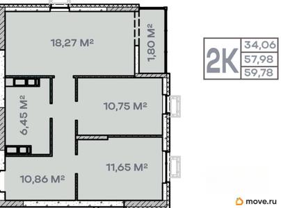 2-комн. квартира, 59.78 м&sup2;