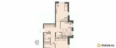3-комн. квартира, 68.71 м&sup2;