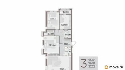 3-комн. квартира, 99.4 м&sup2;