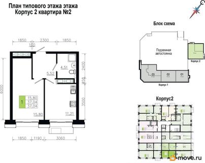 1-комн. квартира, 37.04 м&sup2;