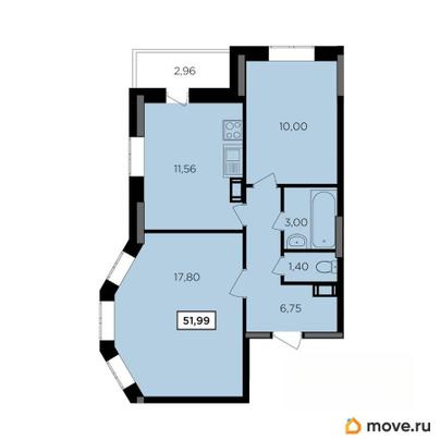 2-комн. квартира, 51.99 м&sup2;