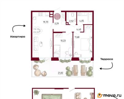 2-комн. квартира, 76.92 м&sup2;