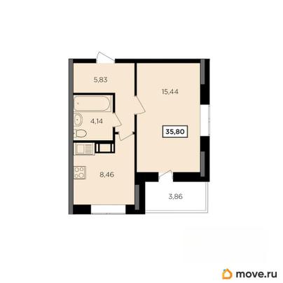 1-комн. квартира, 35.8 м&sup2;