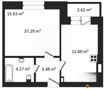 1-комн. квартира, 38.45 м&sup2;