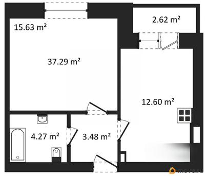1-комн. квартира, 38.05 м&sup2;