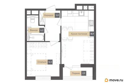 1-комн. квартира, 44.1 м&sup2;