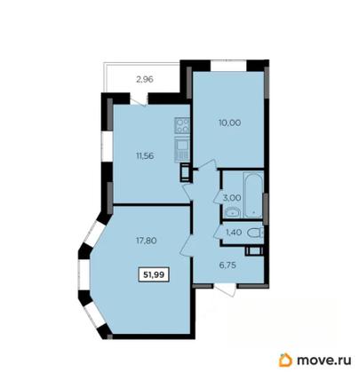 2-комн. квартира, 51.99 м&sup2;