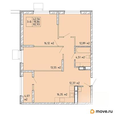3-комн. квартира, 80.9 м&sup2;