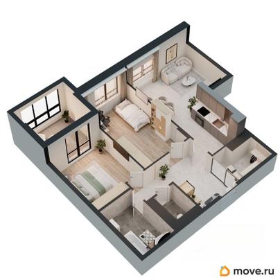 2-комн. квартира, 64.24 м&sup2;