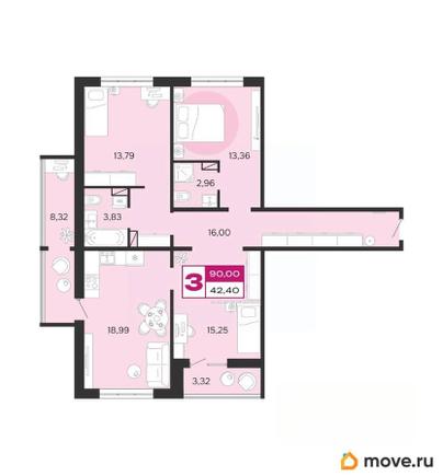 3-комн. квартира, 90 м&sup2;