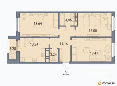 3-комн. квартира, 85 м&sup2;