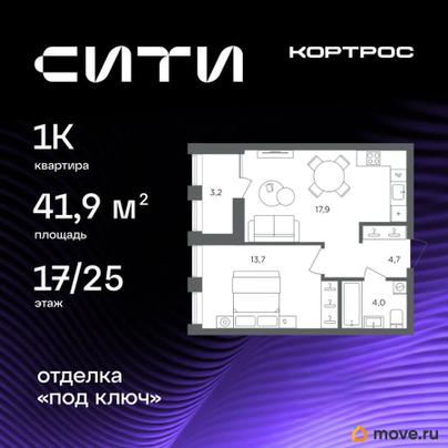 1-комн. квартира, 41.9 м&sup2;
